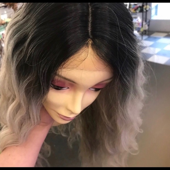Long grey ombré Deep Wave wig lacefront swisslace - Picture 8 of 8